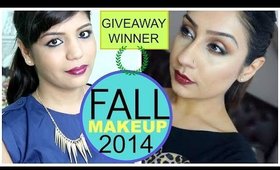 Fall Makeup Blue Gold Eye Makeup Collaboration with Makeupwithraji + Fall Outfit+ Giveaway Winner