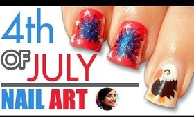 4th of July Red, Blue & White + Eagle Nail Art Tutorial ~Requested