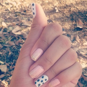 baby pink with gold glitter, white with black polka dots