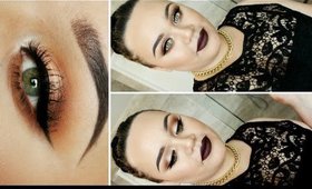 Warm browns & Champagne eyes with a Dark Burgundy Lip | MakeupwithJah