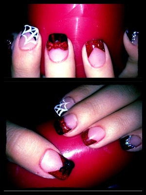 Sculpted acrylic nails complete with 3D spider 