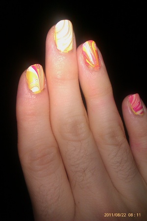 Pictures of my attempt at water marble nails, fun fun!!