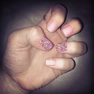 Caviar nails with the pink. Super cute with just a couple accent nails done with it