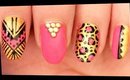 Pink & Gold Tribal & Leopard nail art