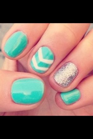 - turquoise 
- white
- silver glitter 
- chevron print 