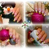 Festive Pink and Gold, Christmas Nail Art.