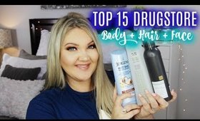 TOP 15 DRUGSTORE FAVORITES | BODY + FACE + HAIR