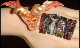 Halloween nail art 3D acrylic demon Latina Nails contest entry