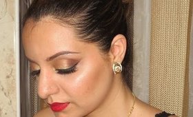 Dramatic Gold Smokey Eyes - Hot Red Lips! ♥