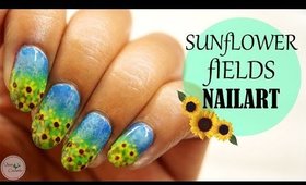 Quick & Easy Sunflower Fields NAIL ART Tutorial