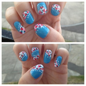 Cath Kidston inspired floral nail art. I absolutely love the blue I have used here! So pretty