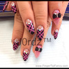 Black with hot pink stripe nails