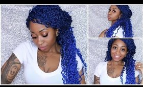 DIY Crochet Braid Wig:  ZURY Crochet Braid CHAIN LOC Blue Hair  on A Braided Cap