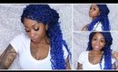 DIY Crochet Braid Wig:  ZURY Crochet Braid CHAIN LOC Blue Hair  on A Braided Cap