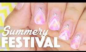 Summery Festival nail art