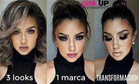 3 maquillajes 1 marca PINK UP💄 / 3 LOOKS 1 brand  makeup tutorial | auroramakeup