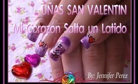 SAN VALENTIN UÑAS Mi Corazón Salta un Latido :::... ☆ Jennifer Perez of Mystic Nails ☆