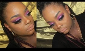 BOLD Hot pink & Purple Smokey eye with GLITTER