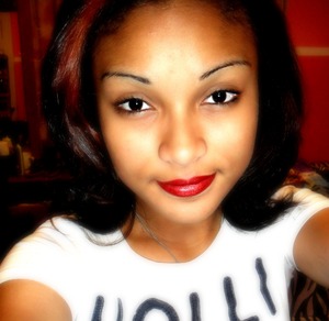 no makeup , just red lipss. :]