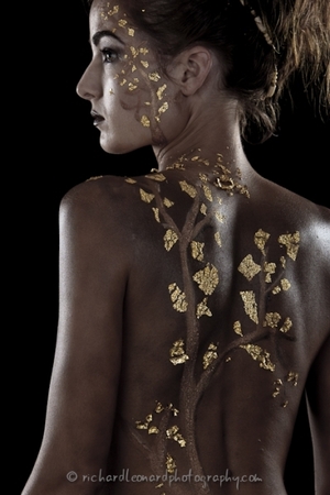 gold foil, body paint