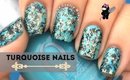 Turquoise Water Spotted Nails by The Crafty Ninja