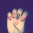 nail polish gold, pink and black matte
