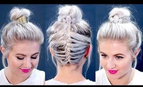 Short Hair Tutorial : Messy Braided Top Knot | Milabu