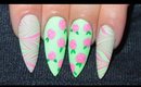 Mint Floral Water Marble Nail Tutorial