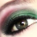 Green and red smokey eyes