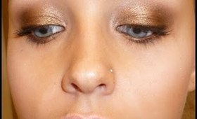 daytime gold brown and pink smokey eye; great for blue eyes