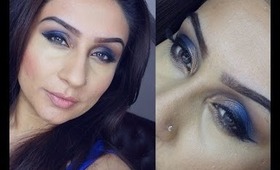 Smokey blue gold eyes contour highlight cat eyeliner || Raji Osahn