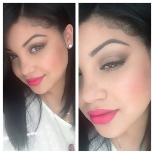 Soft brown eye with "impassioned" lipstick by MAC with Beet lip liner also by MAC
Instagram: BeautybyAllie