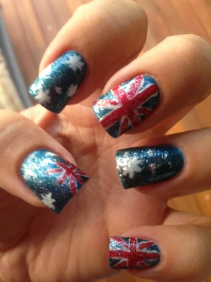 Australia Day nails done by hand. 
