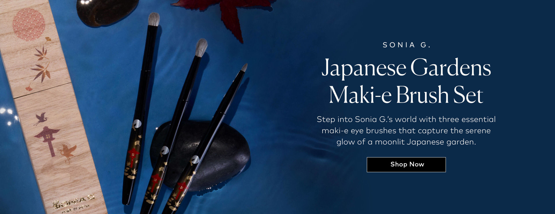 Step into Sonia G.’s world with three essential maki-e eye brushes that capture the serene glow of a moonlit Japanese garden. 