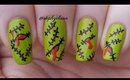 Stitched Halloween Nail Art Design - Suitable For Beginners