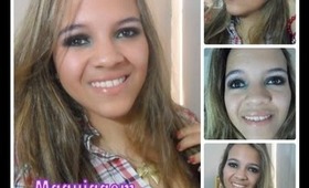 Maquiagem olho preto para e canto interno verde By Amanda Luciana