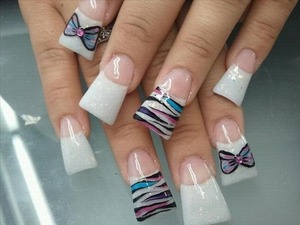 French tips with a bow and zebra 