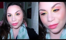 Spring Beauty Week Day 4 | Pink, Peach and Yellow Ombre Eyes WIth Soft Peach Lips Make Up Tutorial