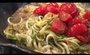 Candida Free Diet recipes - zucchini noodles with sautéed tomatoes, kale and garlic