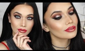 Red Glitter & Gold Lips | Dramatic Concert/Festival Makeup Tutorial