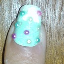 Teal And White Fade With Pastel Colored Pearls