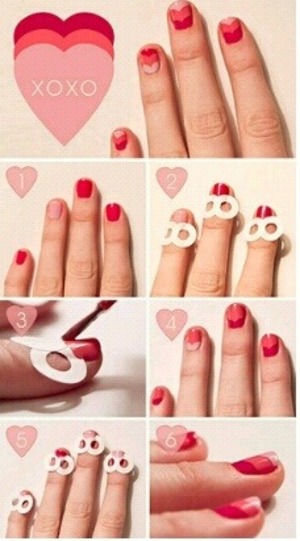 Thes are cute and easy valentines inspired nails!