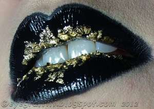 OCC Lip Tar in Tarred
http://eyegraffiti.blogspot.se/2012/03/black-leaf-gold-lips.html