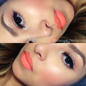 Natural look with orange lipstick