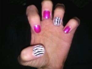 Pink and zebra nails