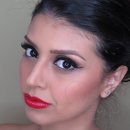 Holiday glam! Bold liner and red lips.