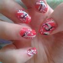 Red black and white nailart