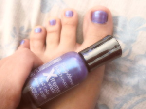 I used Sally Hansen xtreme in virtual violet (: