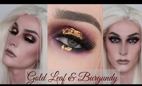 Gold Leaf Burgundy Smokey Eye Drag Queen Makeup Tutorial