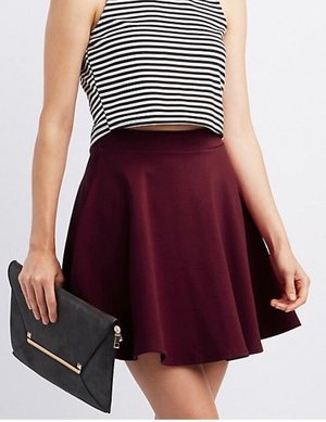 maroon skirt outfit